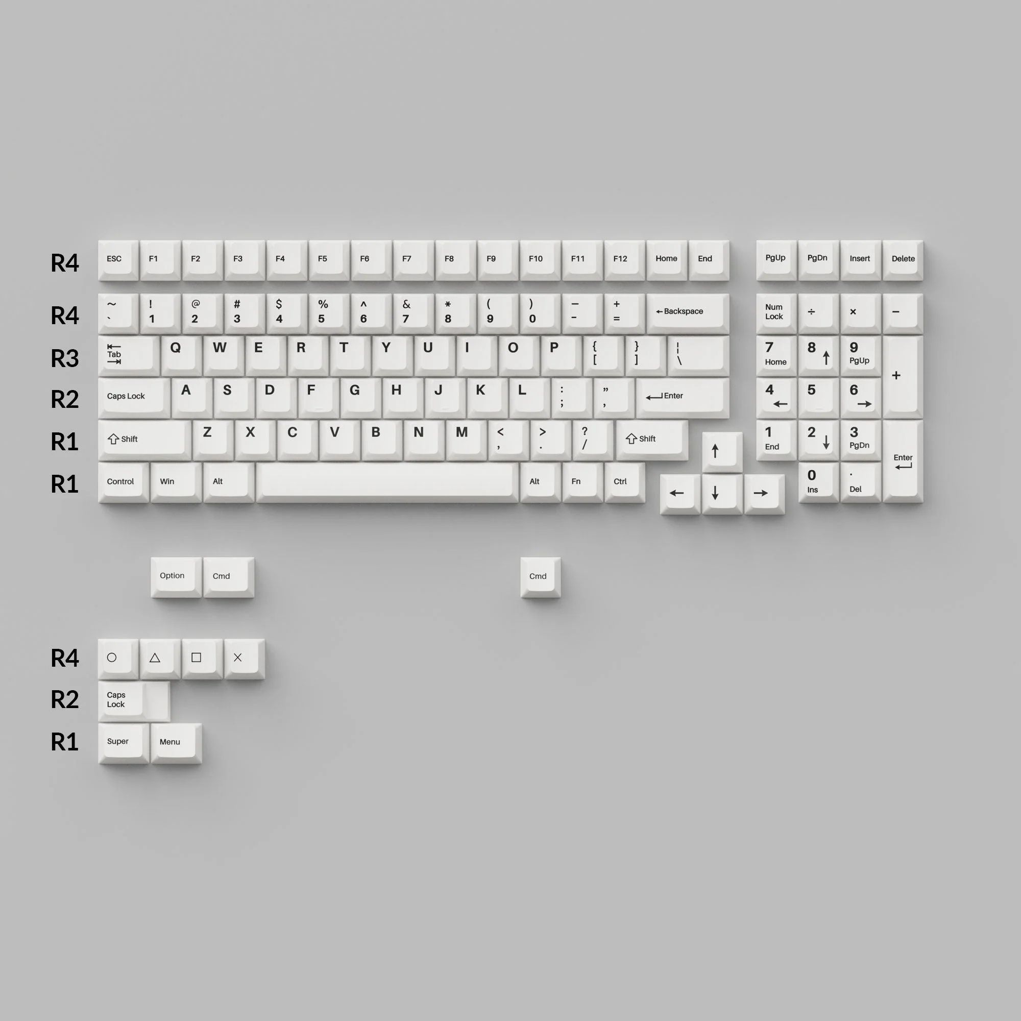 Cherry Profile Double - Shot PBT Full Set Keycaps - Black on White - Bow - Image 2