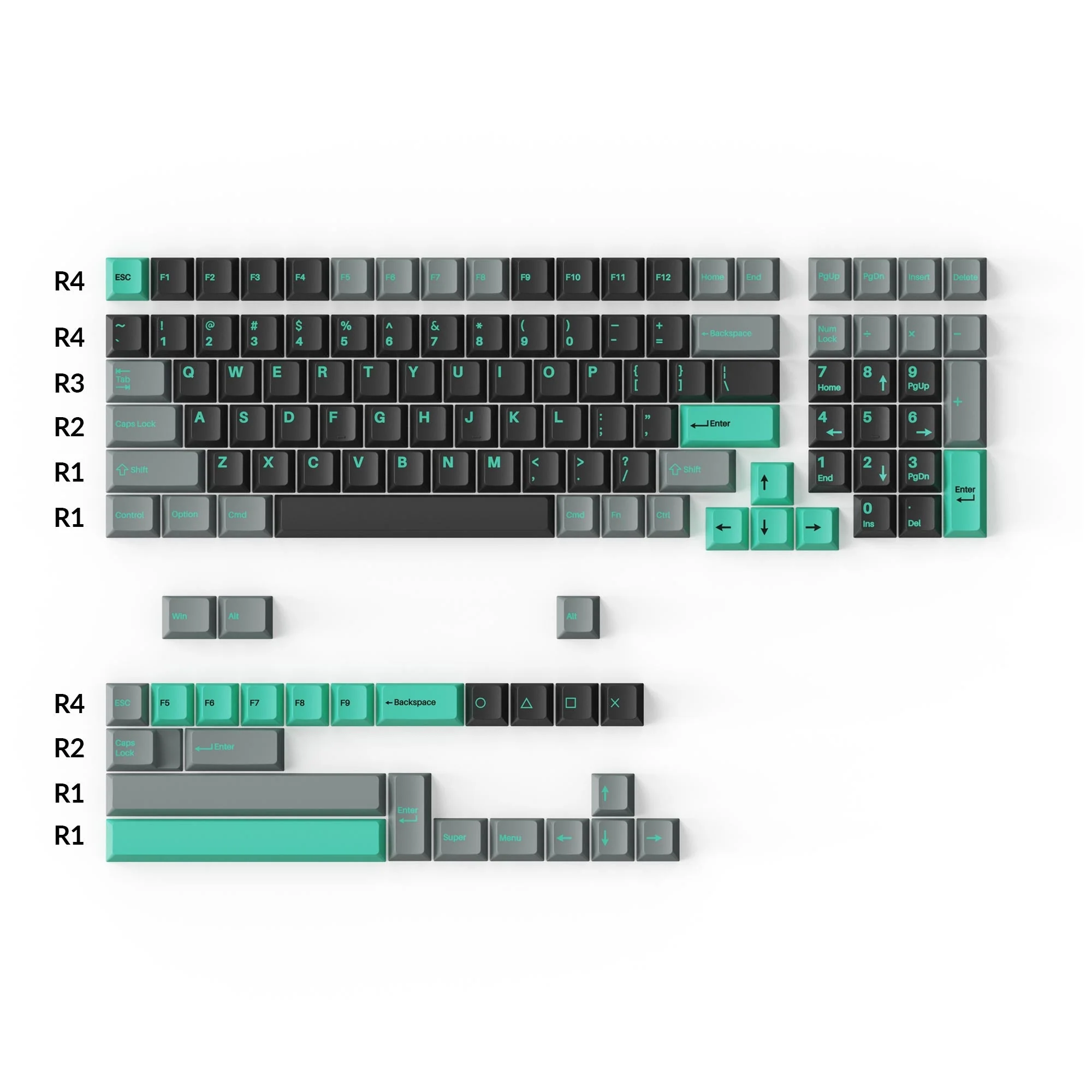 Cherry Profile Double-Shot PBT Full Set Keycaps - Hacker Mint - Image 2