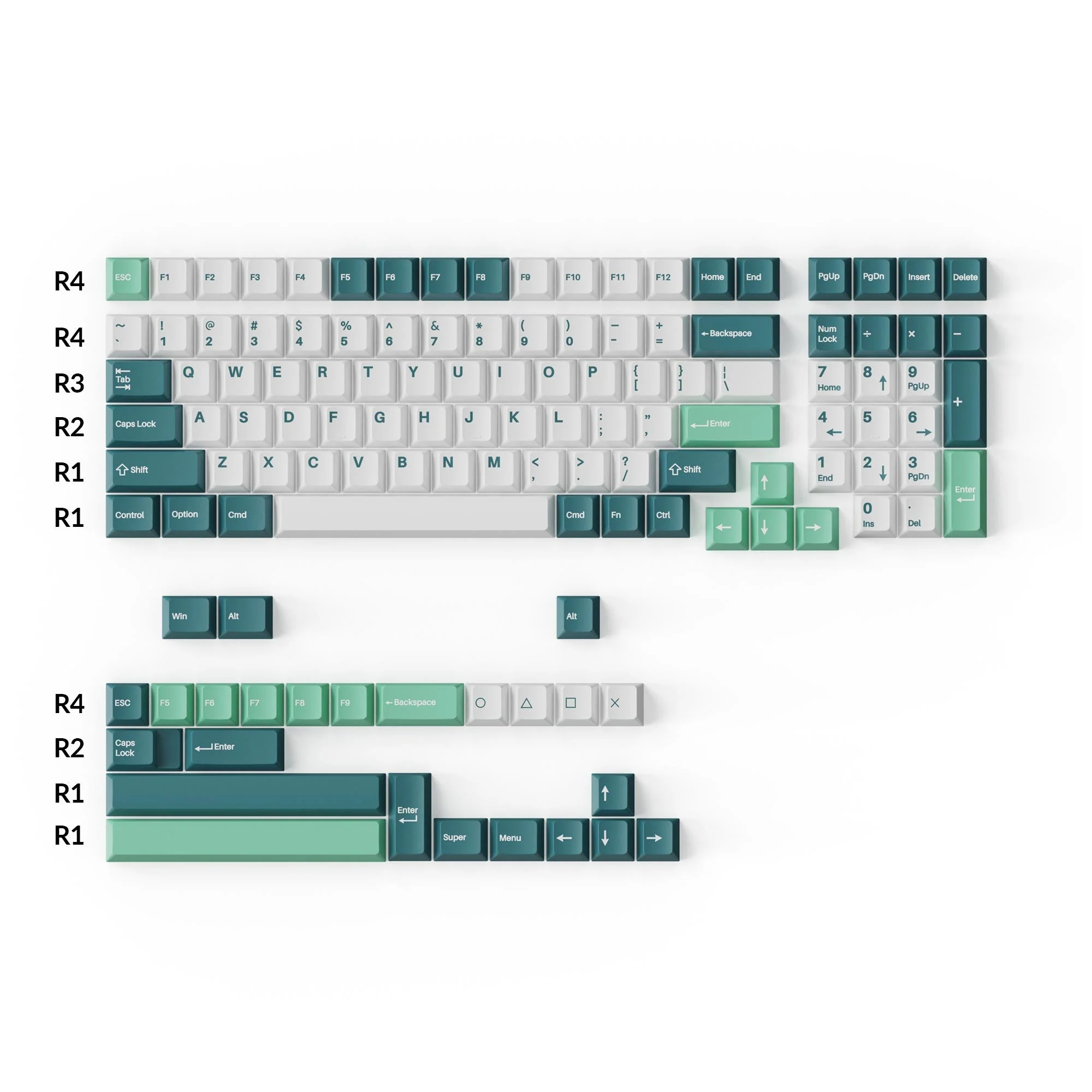 Cherry Profile Double-Shot PBT Full Set Keycaps - White Mint - Image 2
